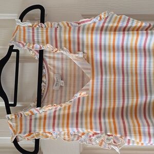 TRUE CRAFT WOMENS JR SLEEVELESS MULTI COLORED STRIPES SUMMER RIBBED TOP SIZE XL